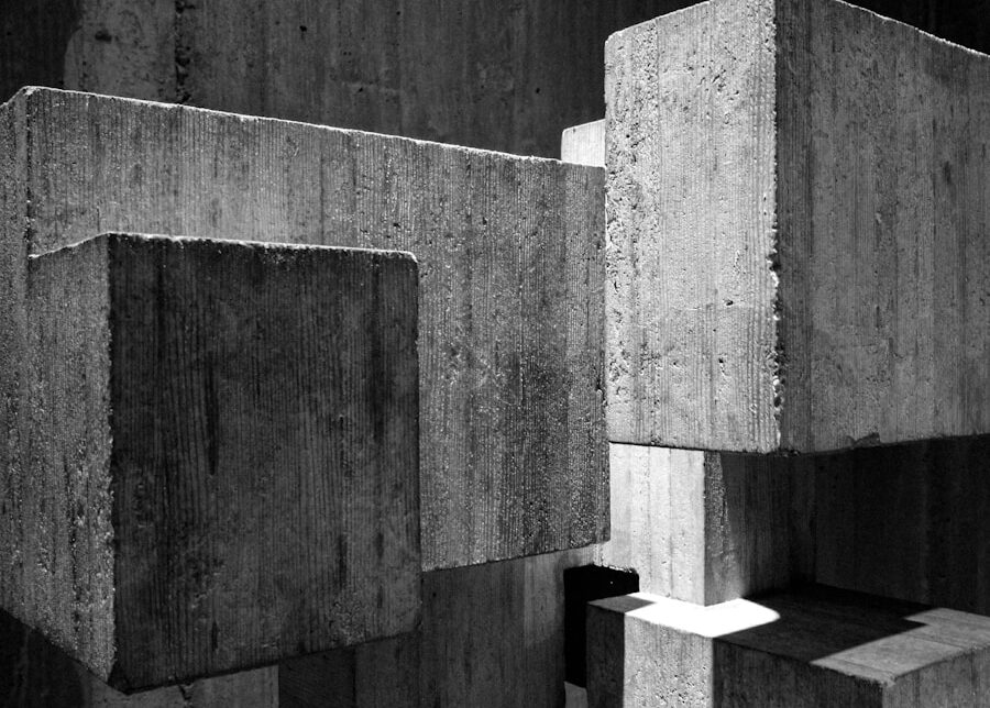 grayscale photography of concrete blocks