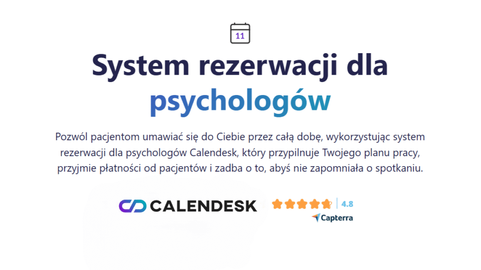 System rezerwacji dla psychologów Calendesk 