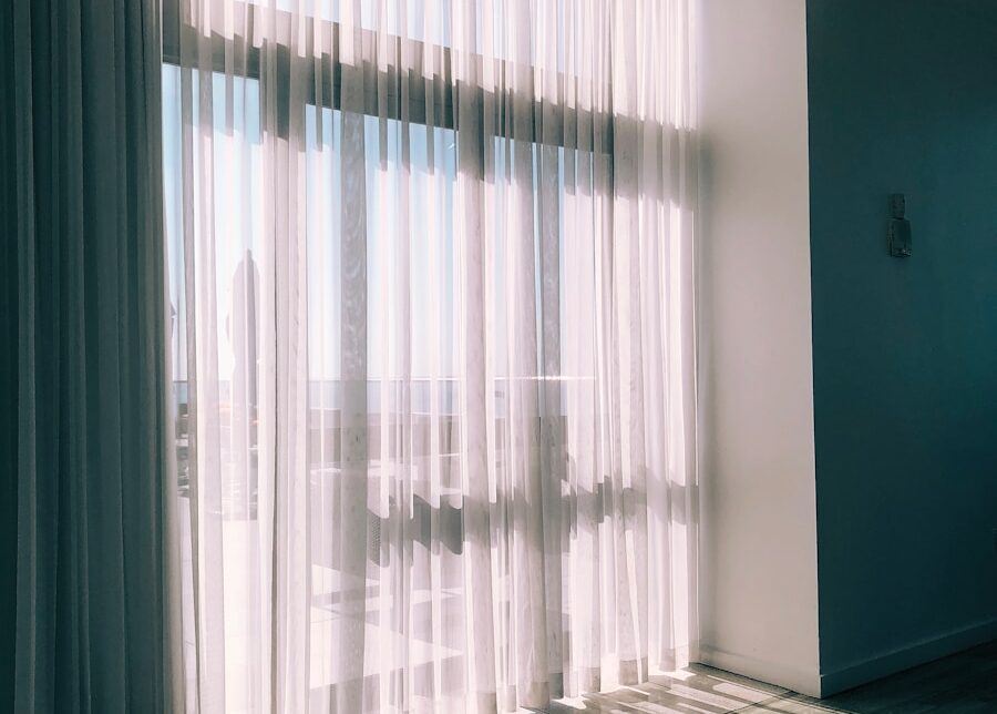 white glass panel curtains