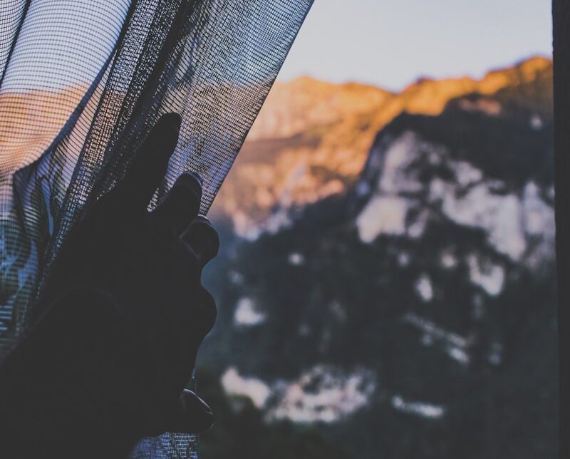 black mesh curtain