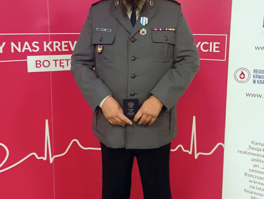 Asp. szt. Ryszard Job z KPP Chrzanów „Honorowy Dawca Krwi- Zasłużony dla Zdrowia Narodu”. Chrzanów
