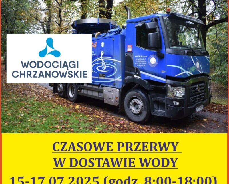 WAŻNY KOMUNIKAT – Przerwy w dostawie wody w Libiążu (15–17 lipca 2025). Gmina Libiąż