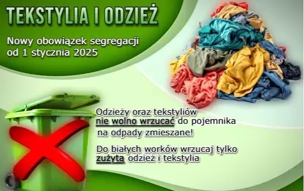 Obowiązek segregacji tekstyliów i odzieży. Gmina Nowy Wiśnicz