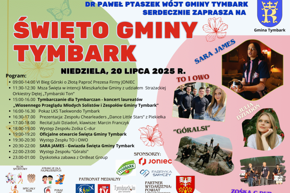 Zaproszenie na Święto Gminy Tymbark. Powiat limanowski