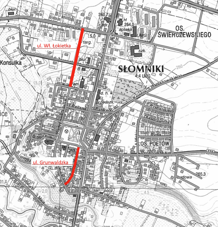 Remont ulic Łokietka i Grunwaldzkiej. Gmina Słomniki