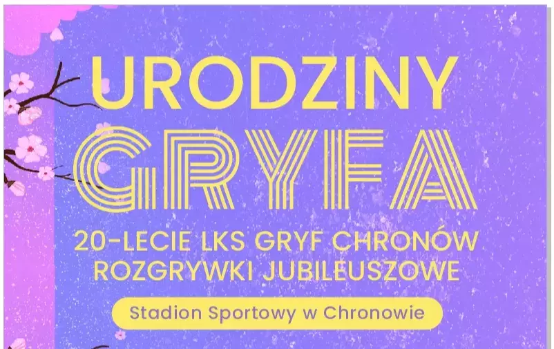 Zaproszenie na jubileusz 20-lecia LKS Gryf Chronów. Gmina Nowy Wiśnicz