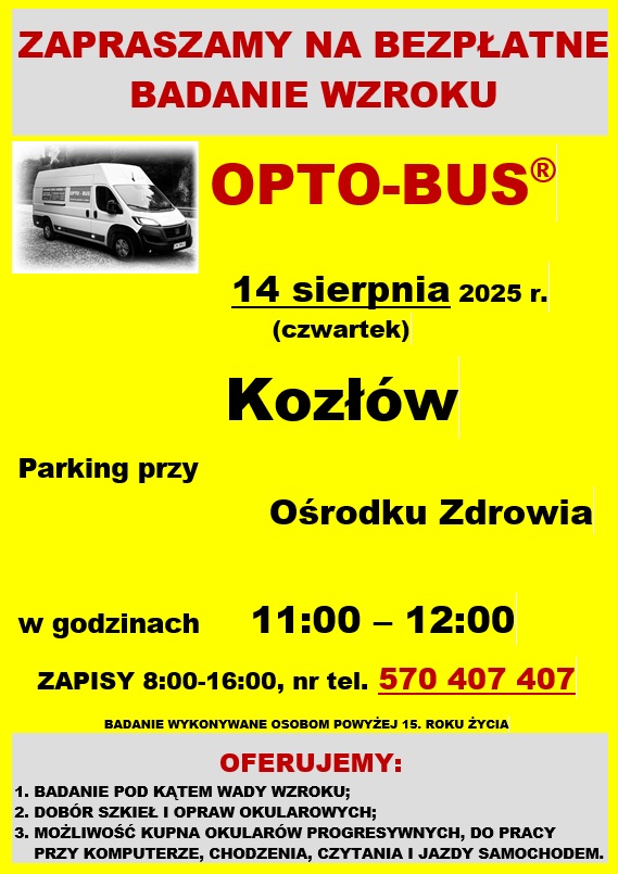 Bezpłatne badanie wzroku. Gmina Kozłów