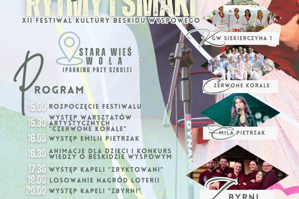 XII Festiwal „Beskidzkie Rytmy i Smaki” już 3 sierpnia !. Gmina Limanowa