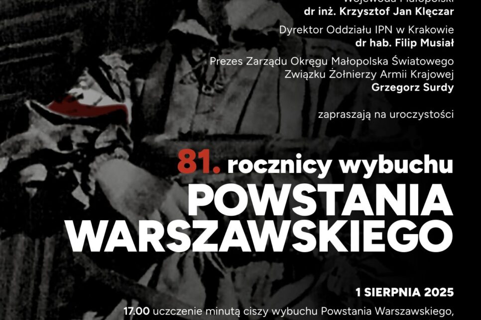 Wspólnie uczcijmy 81. rocznicę wybuchu Powstania Warszawskiego. Małopolska