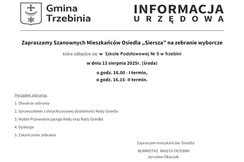 Zebranie wyborcze mieszkańców osiedla Siersza. Gmina Trzebinia