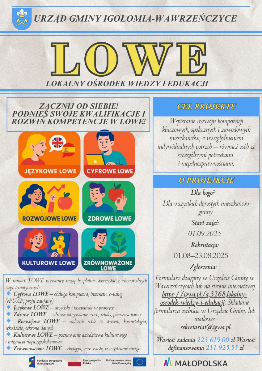 Rekrutacja do LOWE. Gmina Igołomia-Wawrzeńczyce
