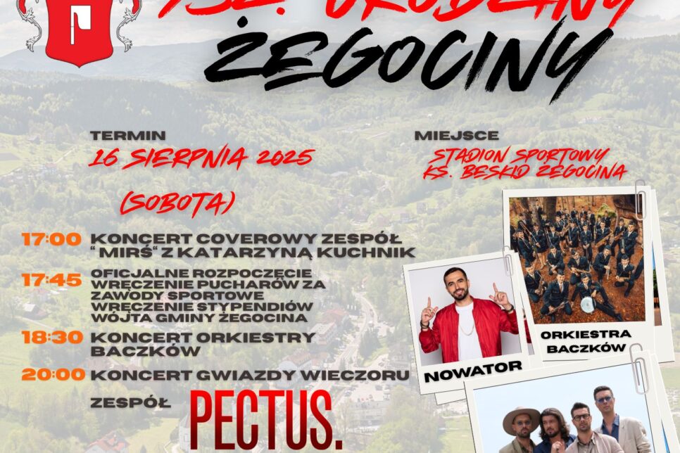 732. Urodziny Żegociny -Zapraszamy. Gmina Żegocina