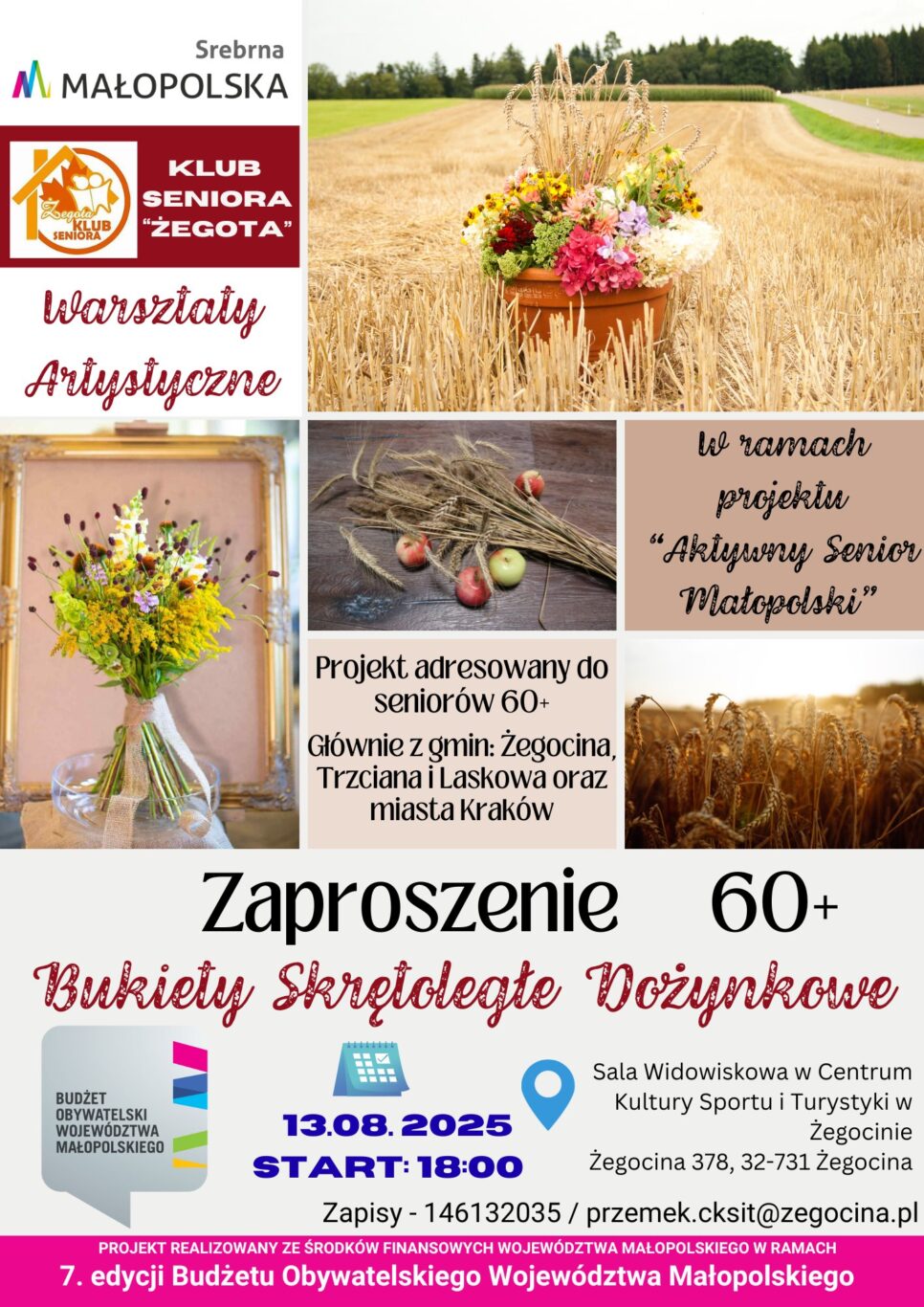 Zaproszenie na warsztaty artystyczne. Gmina Żegocina