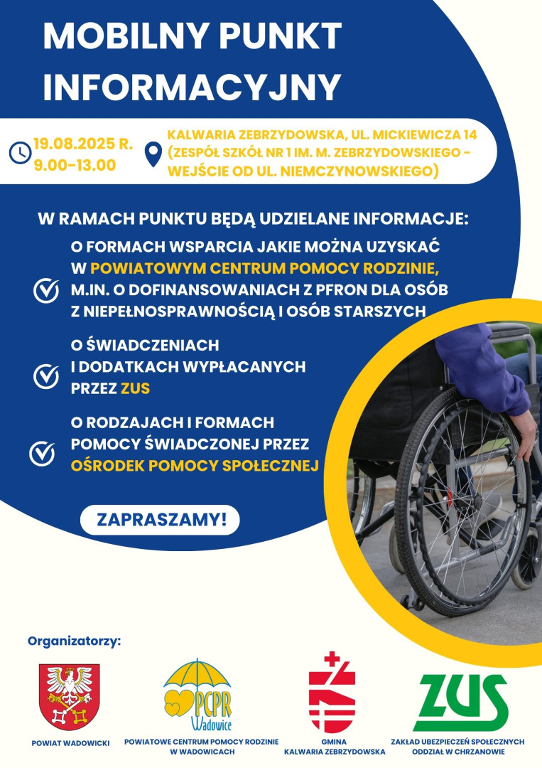 Mobilny Punkt Informacyjny – 19 sierpnia zapraszamy do Kalwarii Zebrzydowskiej!. Wadowice