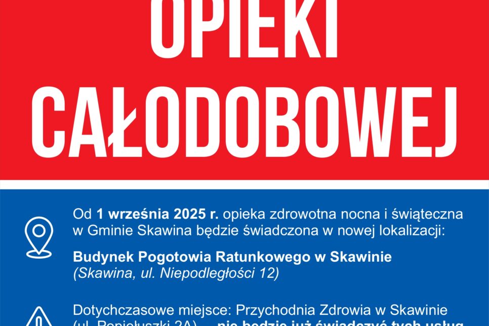 Zmiana miejsca świadczenia nocnej i świątecznej opieki zdrowotnej. Gmina Skawina