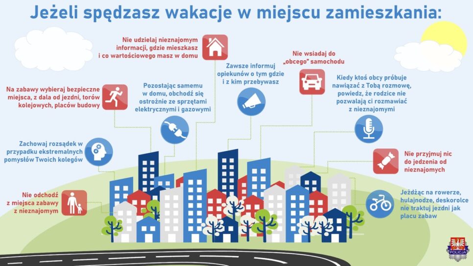 Bądź bezpieczny, gdy spędzasz wakacje w miejscu zamieszkania – przypominamy porady dla dzieci i młodzieży. Nowy Sącz