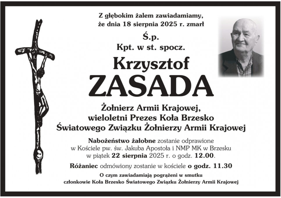 Zmarł Krzysztof Zasada – ostatni z brzeskich żołnierzy AK. Gmina Brzesko