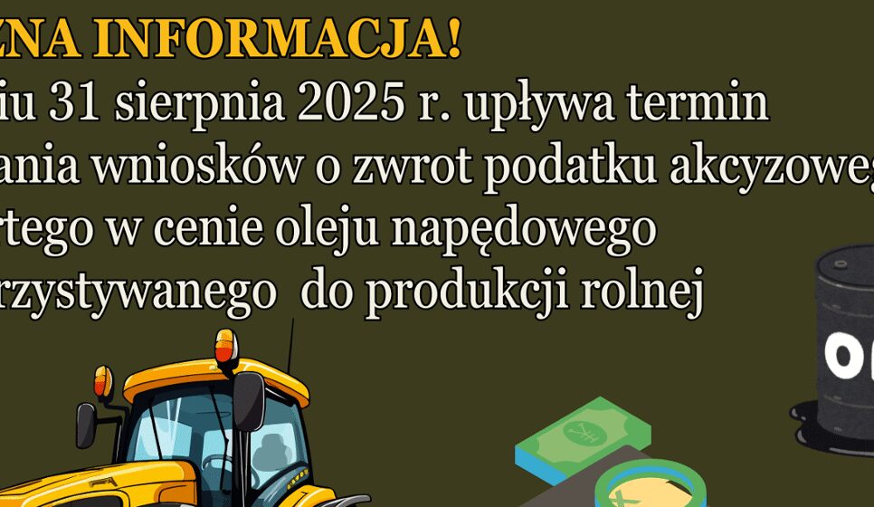 Do końca sierpnia br. można ubiegać się o zwrot podatku akcyzowego. Gmina Tymbark