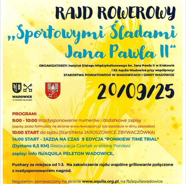Rajd rowerowy „Sportowymi Śladami Jana Pawła II”. Zembrzyce