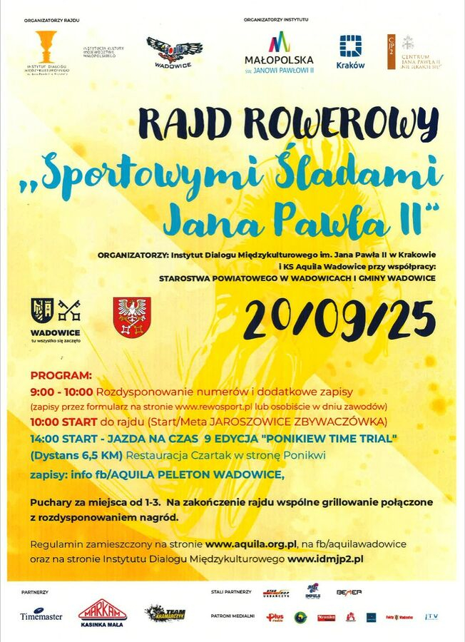 Rajd rowerowy „Sportowymi Śladami Jana Pawła II”. Zembrzyce