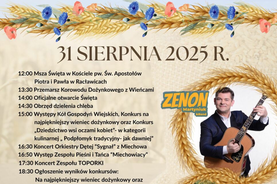 Zaproszenie na Dożynki Powiatowe. Gmina Kozłów