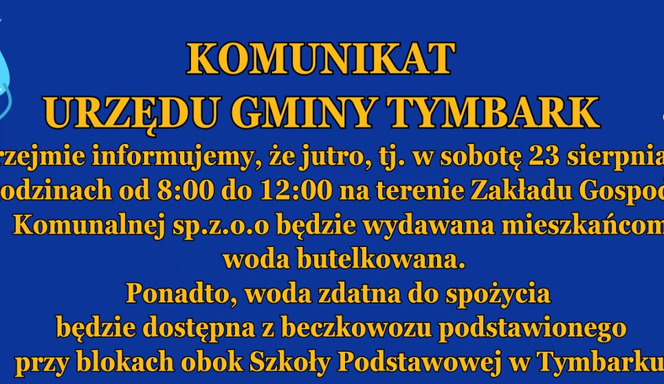 Komunikat Urzędu Gminy Tymbark z dn. 22.08.2025 r.. Gmina Tymbark
