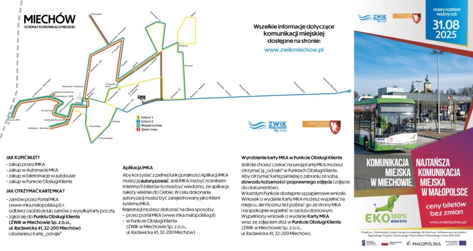 Nowe rozkłady jazdy komunikacji miejskiej. Gmina Miechów