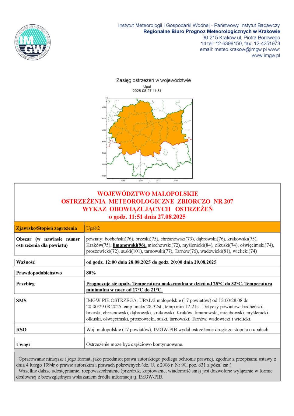 Ostrzeżenie meteorologiczne – Upał. Gmina Łukowica