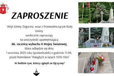ZAPROSZENIE NA GMINNE OBCHODY 86. ROCZNICY WYBUCHU II WOJNY ŚWIATOWEJ. Gmina Żegocina