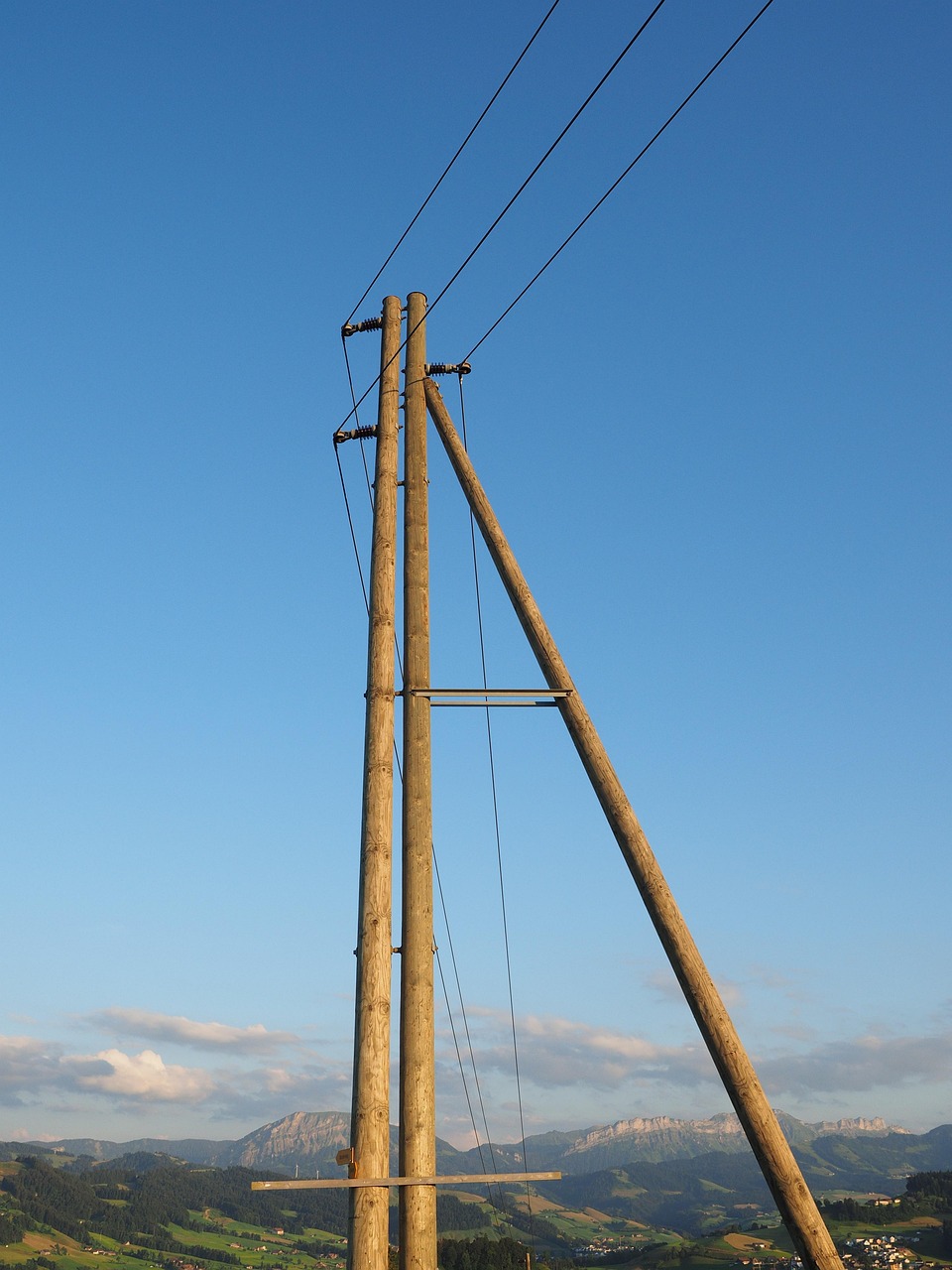 power pole, power supply, energy, power line, electricity, wooden mast, the medium-voltage grid, a-mast