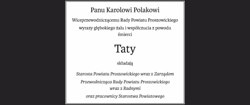 Kondolencje. Proszowice