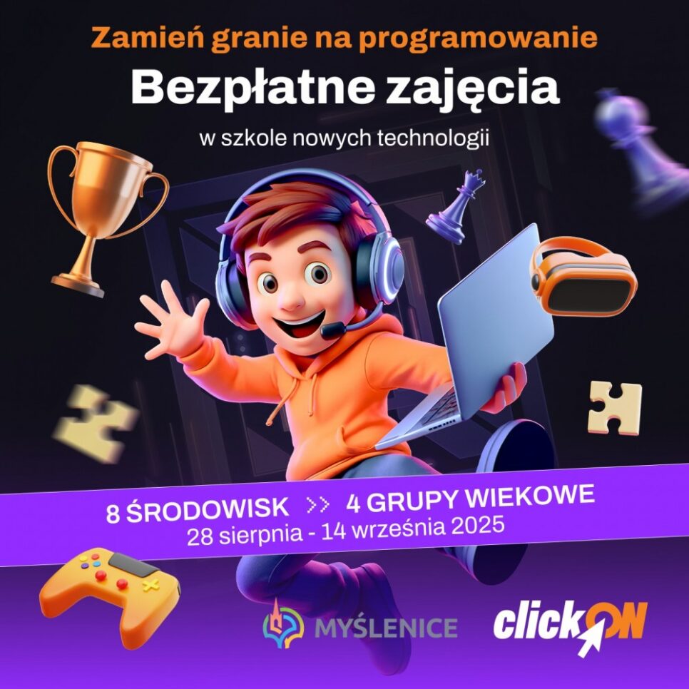 Zamień granie na programowanie z clickON!. Gmina Myślenice