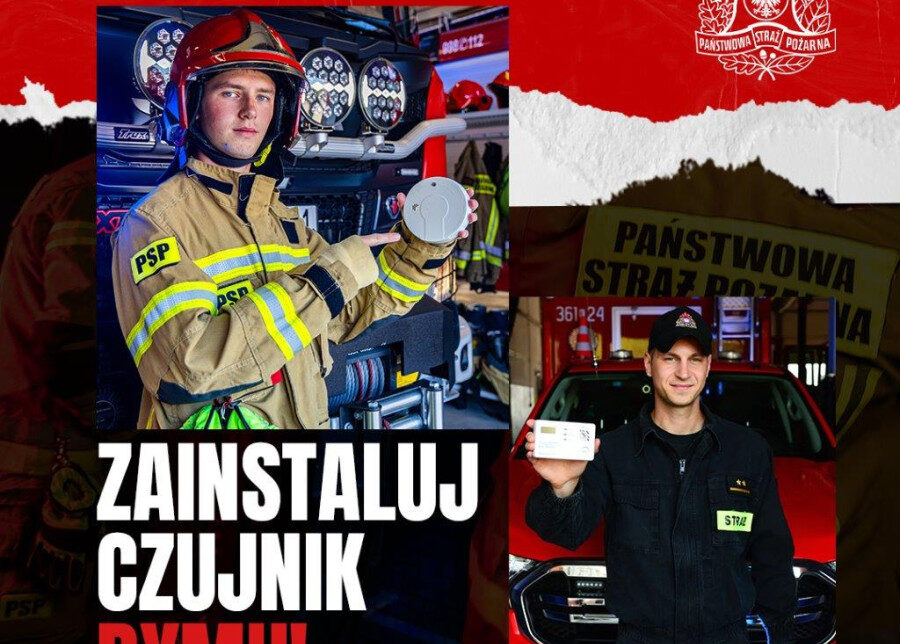 Kampania informacyjna dot. instalacji czujek dymu w domach i mieszkaniach. Gmina Drwina