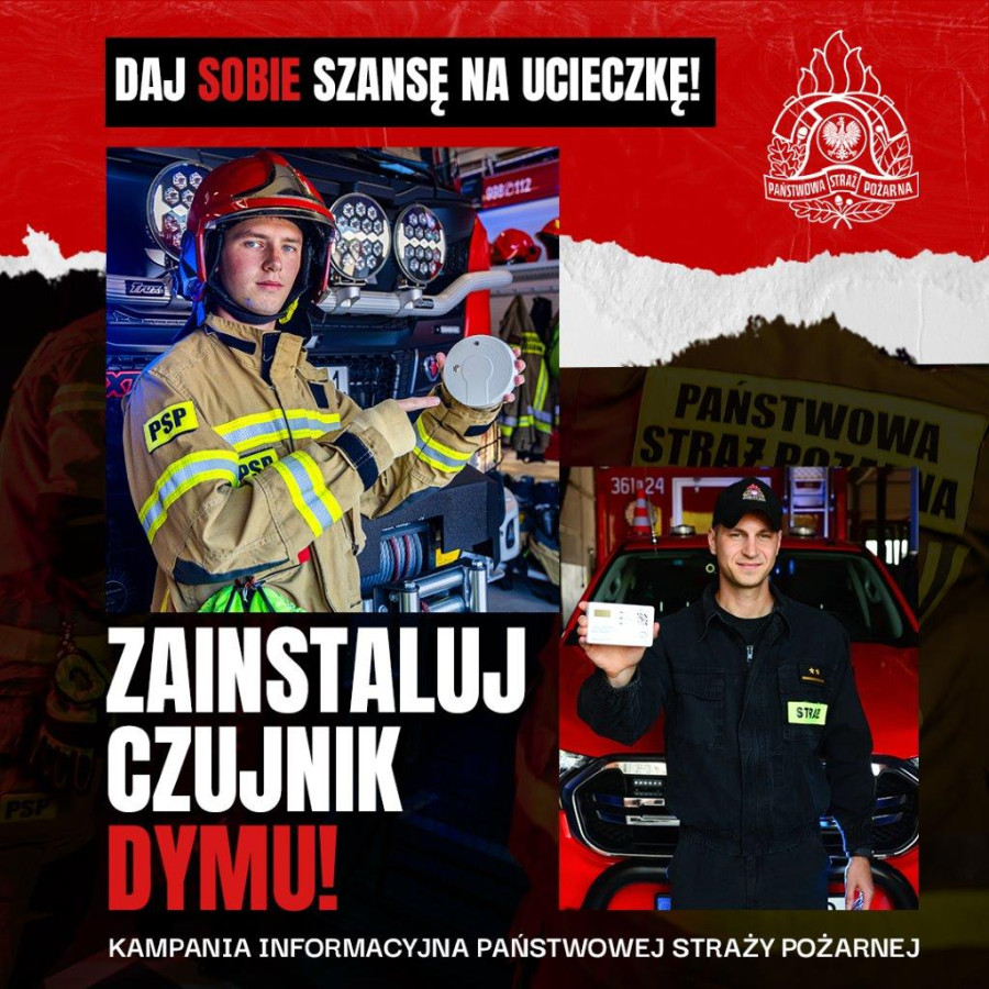 Kampania informacyjna dot. instalacji czujek dymu w domach i mieszkaniach. Gmina Drwina