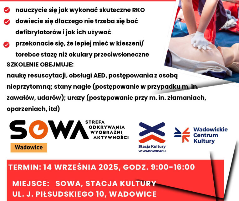 Bezpłatne szkolenie z pierwszej pomocy. Wadowice