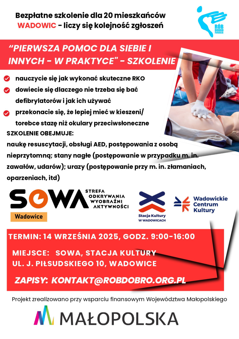 Bezpłatne szkolenie z pierwszej pomocy. Wadowice