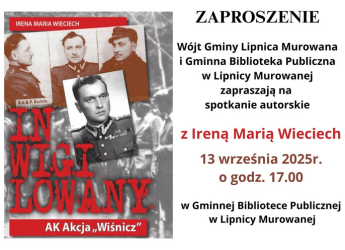 ZAPRASZAMY NA SPOTKANIE AUTORSKIE!. Gmina Lipnica Murowana