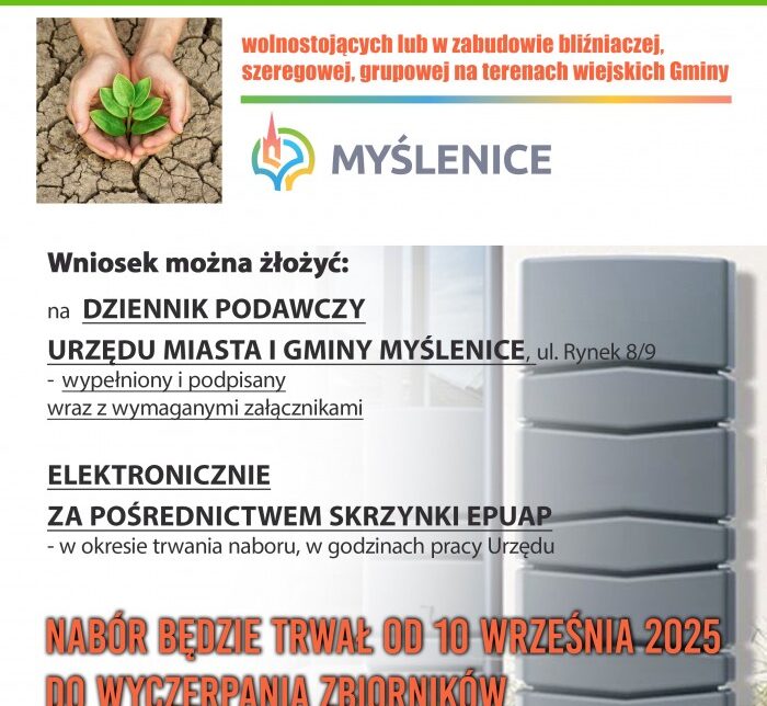 Rusza nabór do programu „Pojemniki na deszczówkę w Gminie Myślenice”. Gmina Myślenice