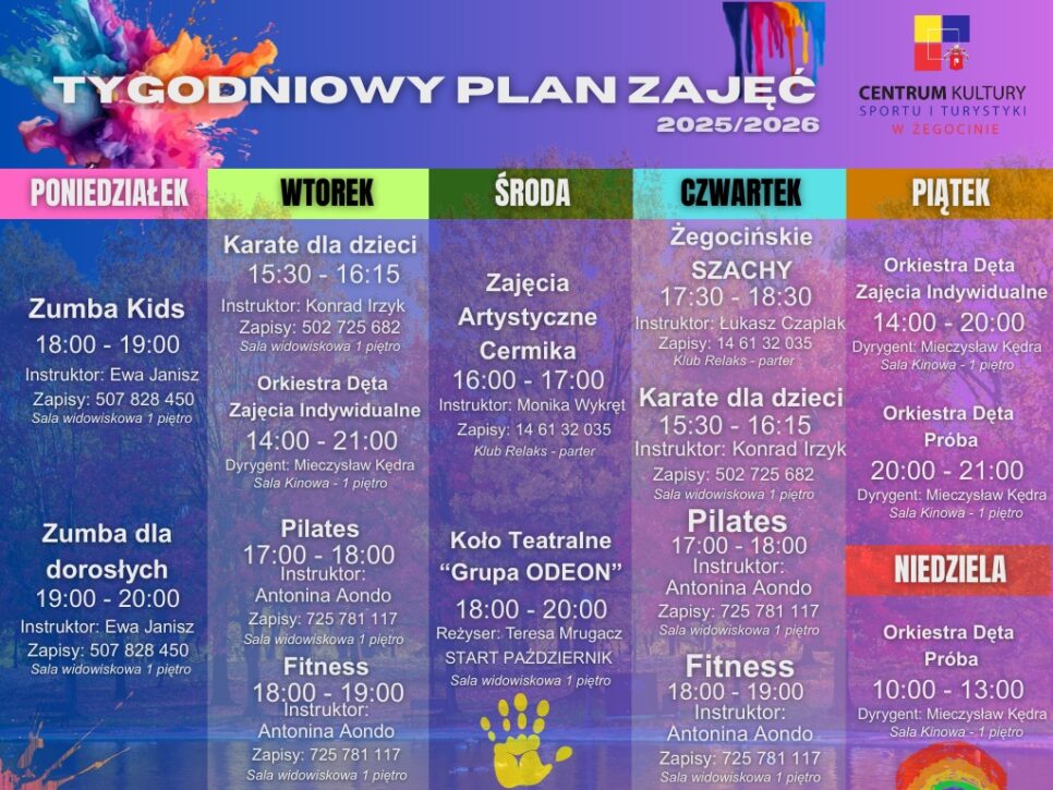 Nowy tygodniowy plan zajęć z cksit. Gmina Żegocina
