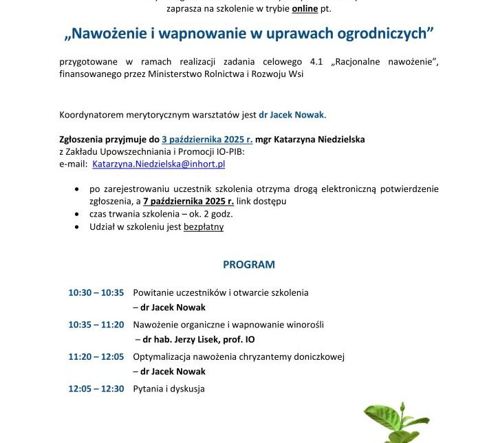 „Nawożenie i wapnowanie w uprawach ogrodniczych”. Gmina Skała