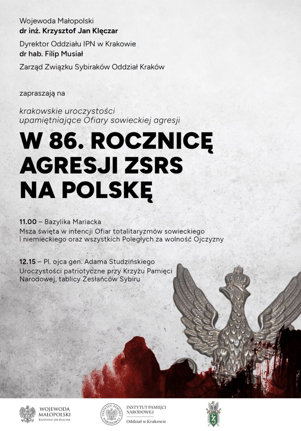 86. rocznica agresji Związku Sowieckiego na Polskę. Małopolska