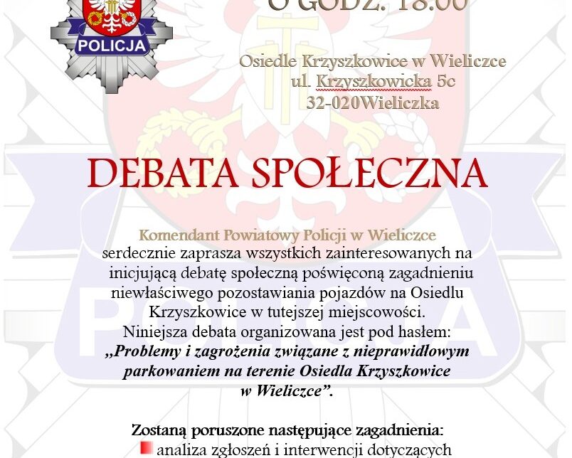 Zaproszenie na debatę społeczną. Wieliczka