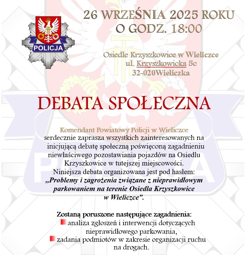 Zaproszenie na debatę społeczną. Wieliczka