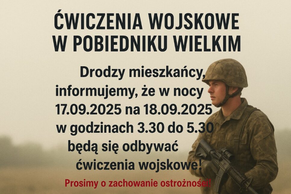 Ćwiczenia wojskowe w Pobiedniku Wielkim. Gmina Igołomia-Wawrzeńczyce