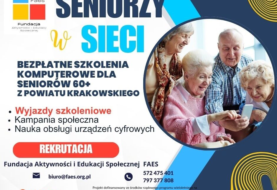 Bezpłatne szkolenia cyfrowe dla seniorów. Gmina Skawina