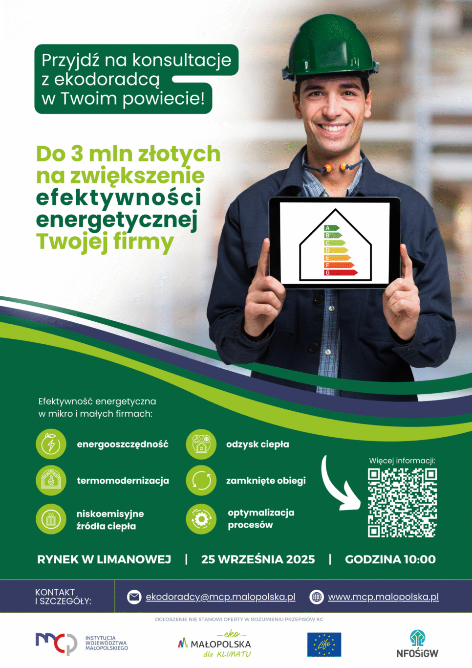 Konsultacje dla przedsiębiorców w zakresie poprawy efektywności energetycznej w mikro i w małych firmach. Powiat limanowski