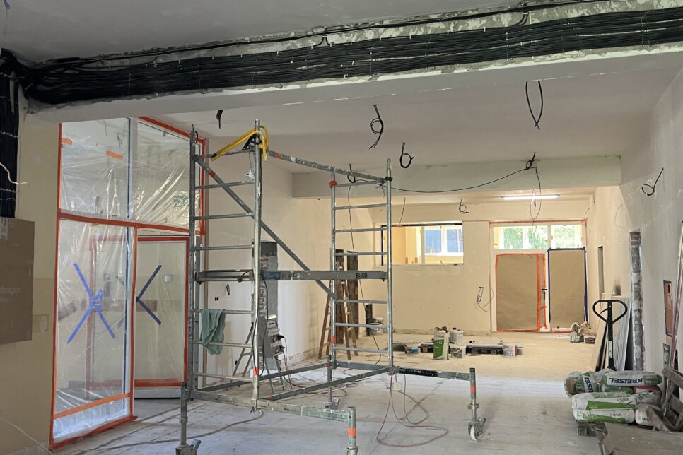 Na placu budowy żłobka samorządowego. Gmina Miechów