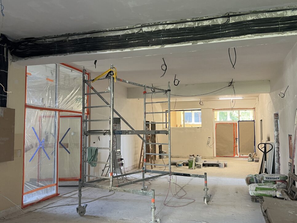 Na placu budowy żłobka samorządowego. Gmina Miechów