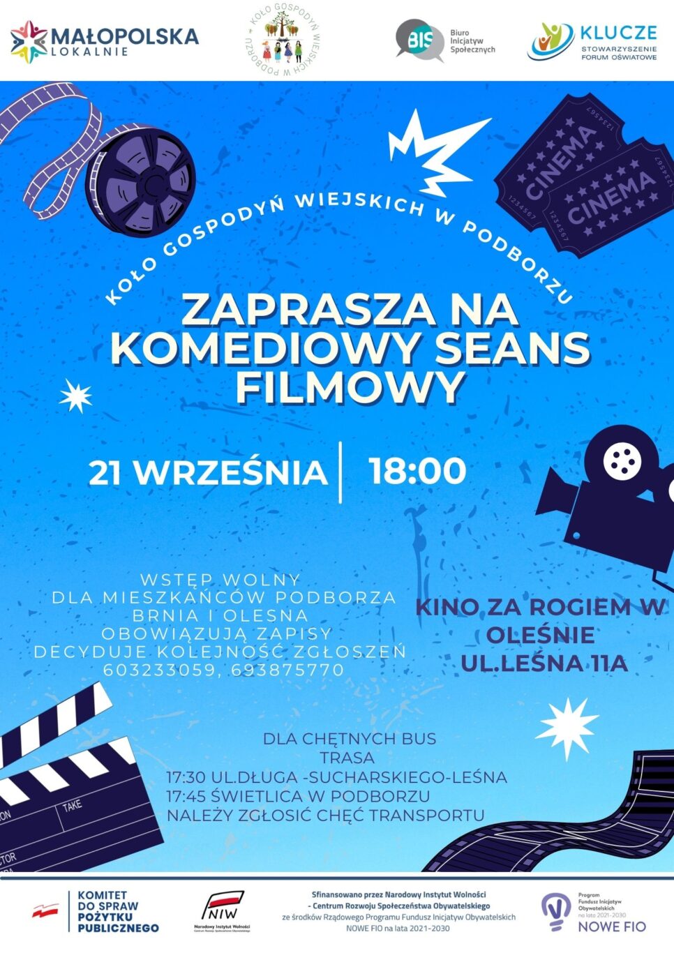 Koło Gospodyń Wiejski w Podborzu zaprasza na komediowy seans filmowy.. Gmina Olesno