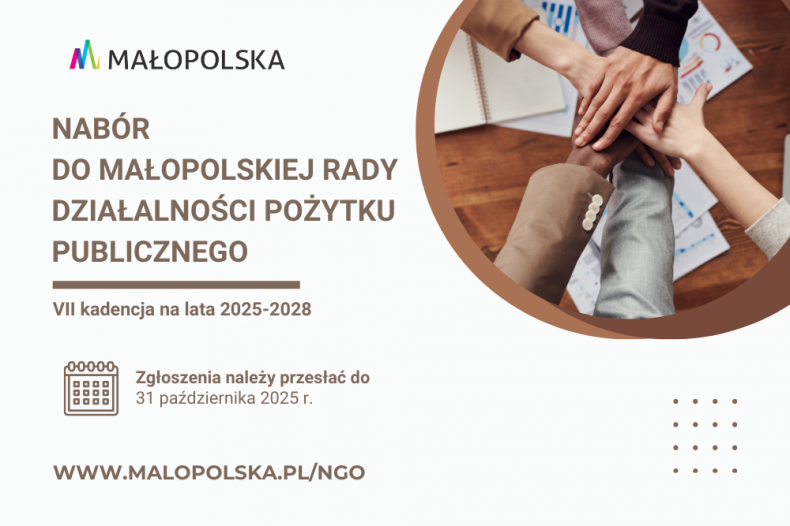Nabór do Małopolskiej Rady Działalności Pożytku Publicznego VII kadencji. Małopolska